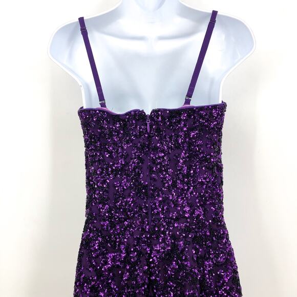 DRESS THE POPULATION Square Neck Sequin Dress XS Purple/Multi NWOT - Picture 4 of 5
